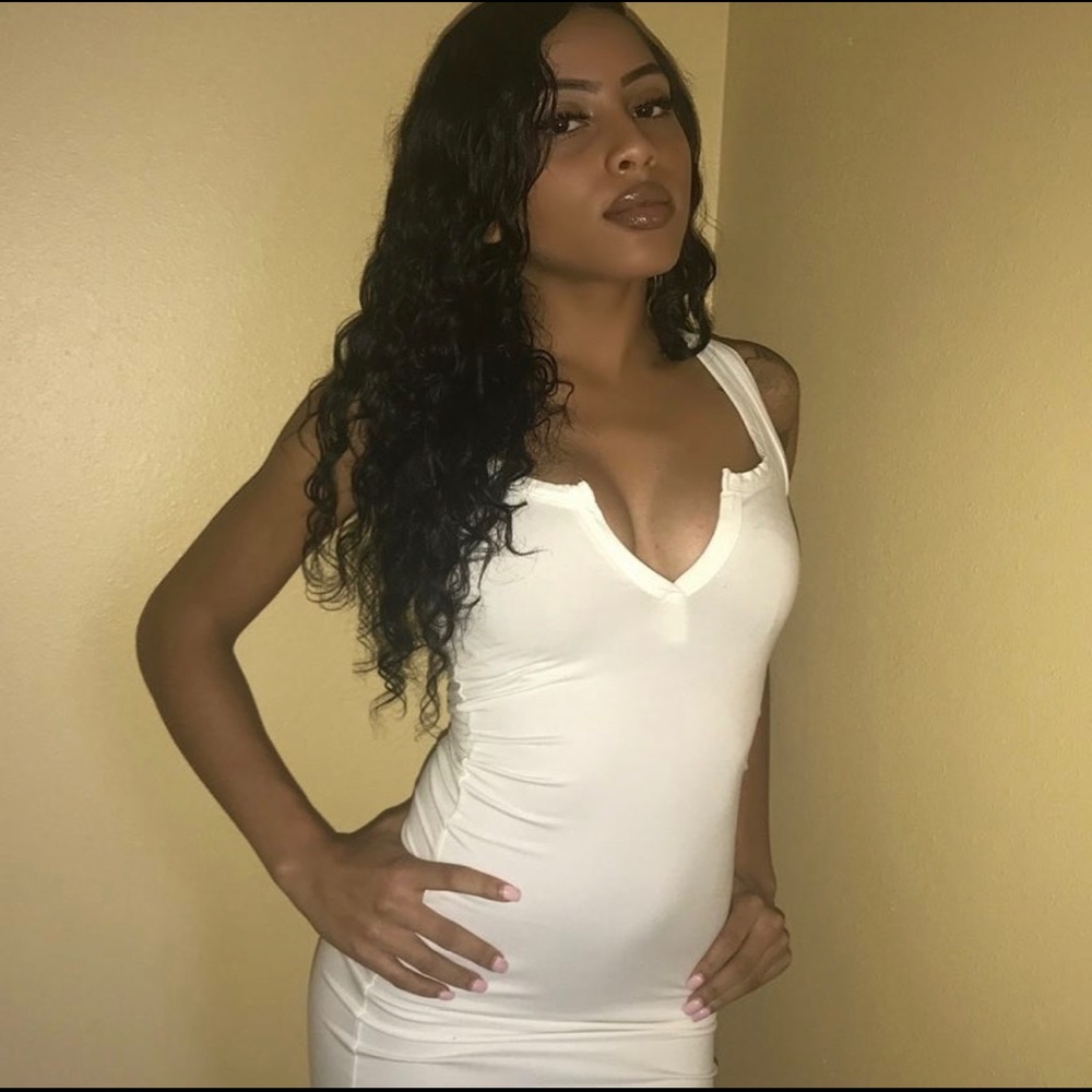 White midi dress